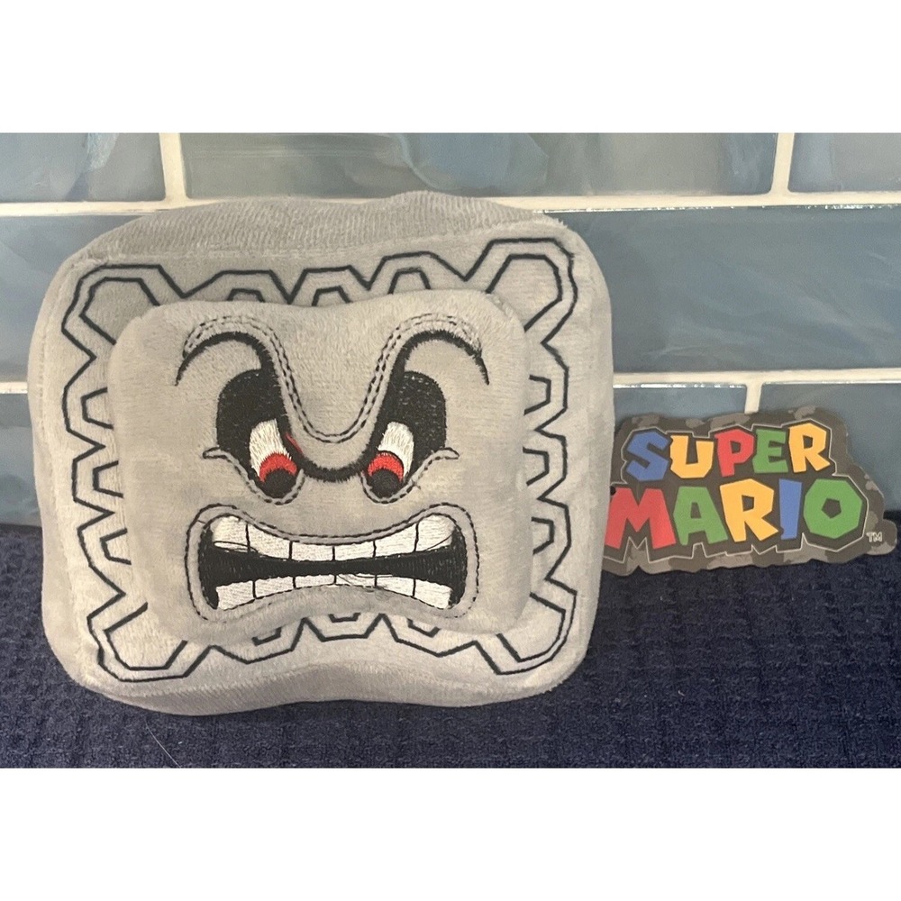 Nintendo Official Super Mario Thwomp 5" Mini Pillow Plush Toy by Culturefly NWT!